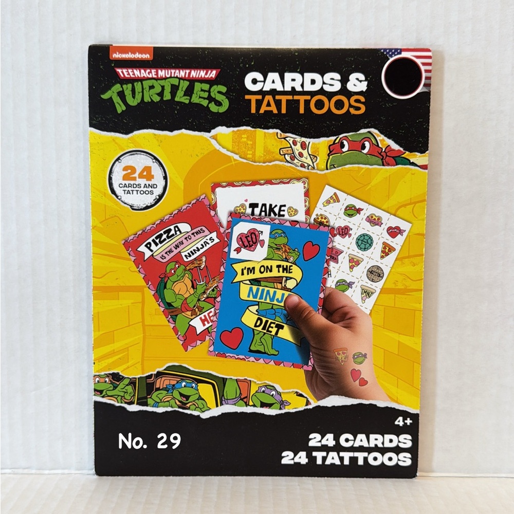 Nickelodeon Teenage Mutant Ninja Turtles Valentines Day 24 Cards & Tattoos Pack